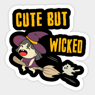 Cute But Wicked Chibi Witch Halloween Sticker